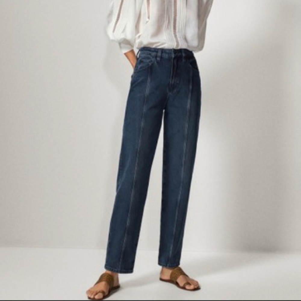 Massimo Dutti blue jeans seamed straight leg denim baggy 5040/711 EUR 42 USA 10